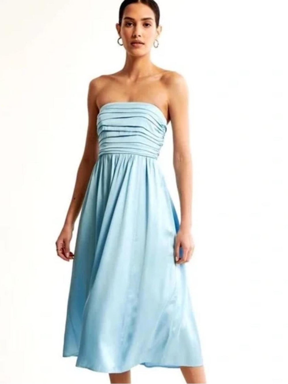 Abercrombie & Fitch Strapless Pale Blue Midi Dress